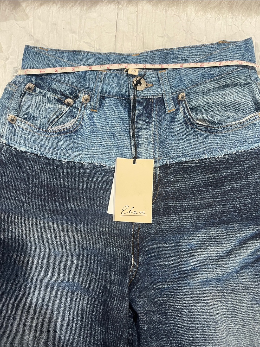 Elan Jade Two-Tone Dark Wash Wide Leg sweatpants Jean - Picture 5 of 5